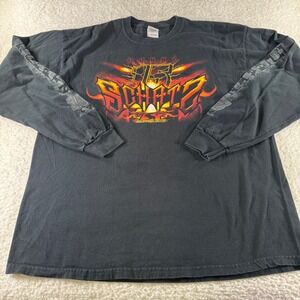 Y2K Racing Long Sleeve Black Double Sided Shirt Spellout Men's XL Clean Skate